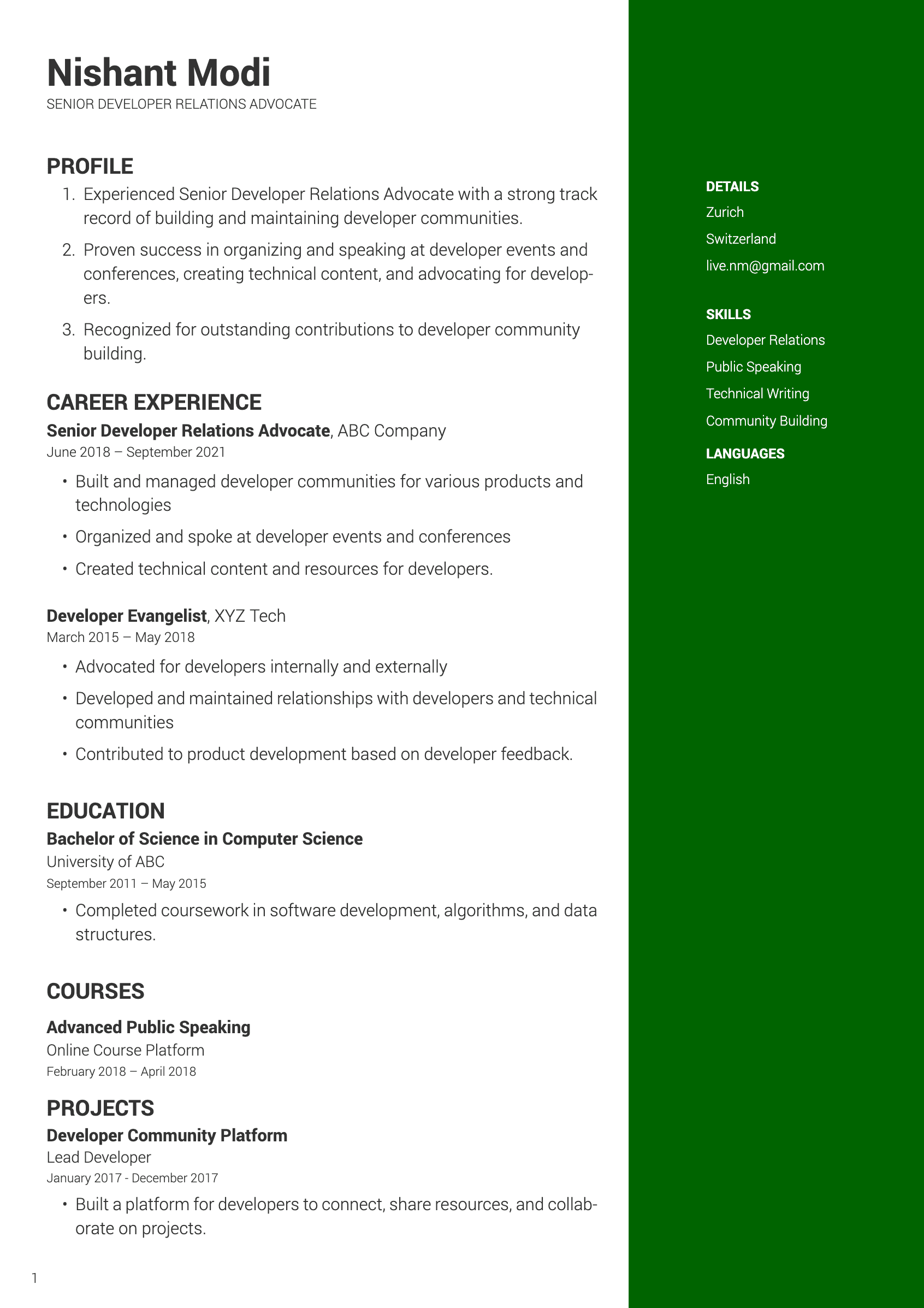 Amritsar resume template