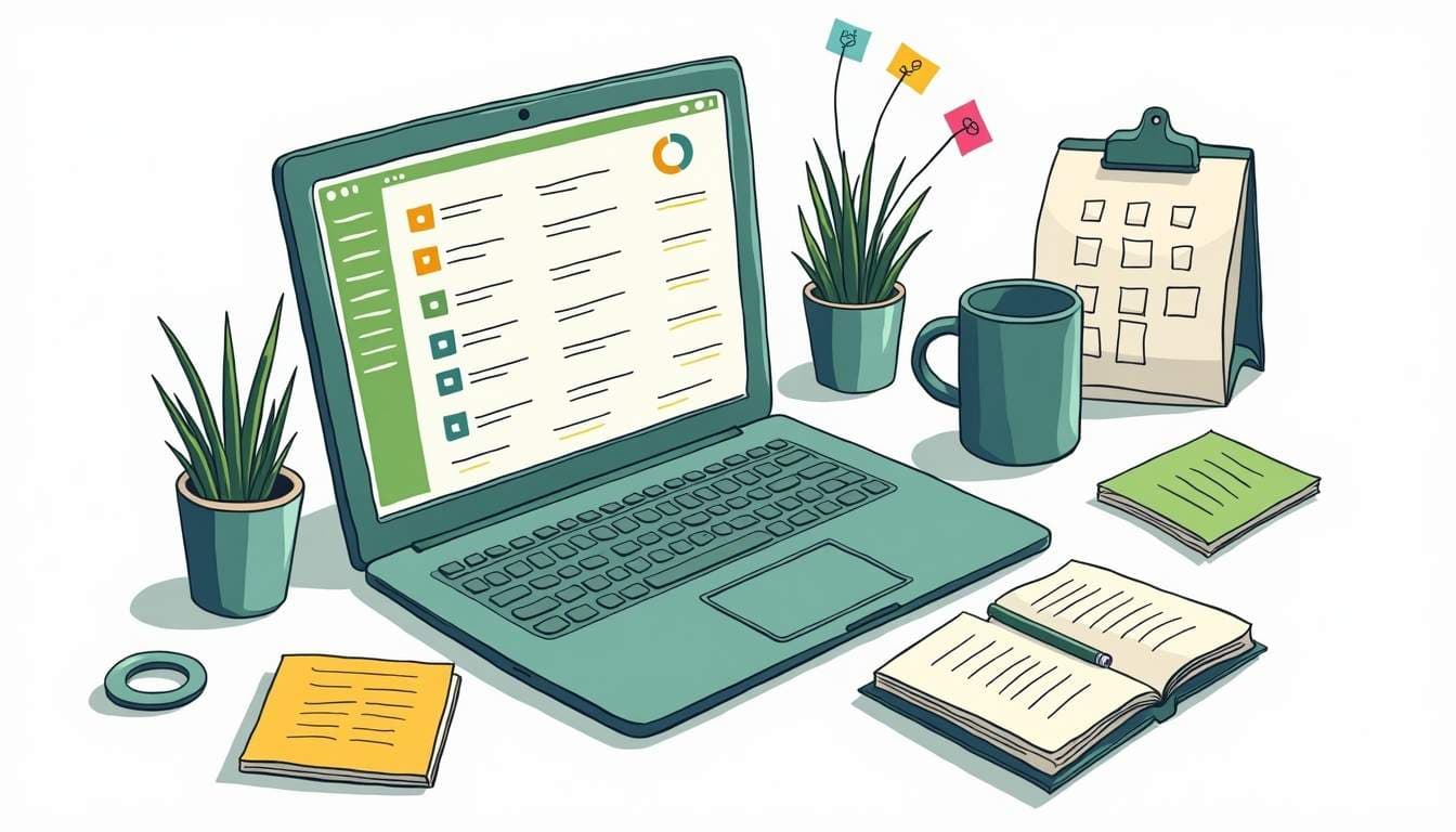 Job seeker using a laptop to organize job applications with a tracking dashboard showing application statuses and follow-up dates