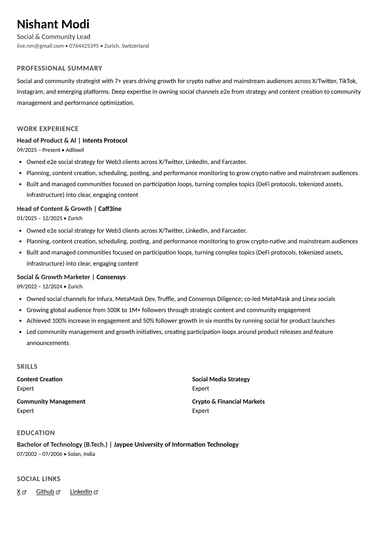 Berlin professional resume template