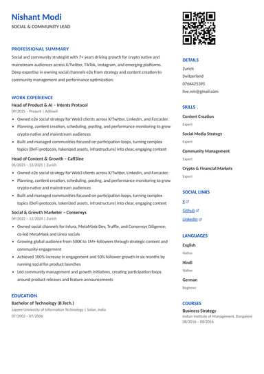Zurich ATS-friendly resume template