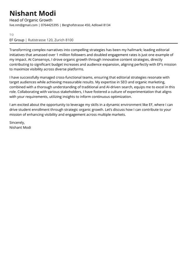 Classic cover letter template