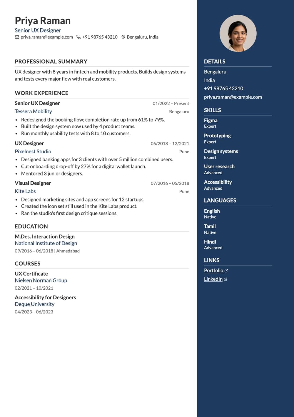 Amritsar resume template