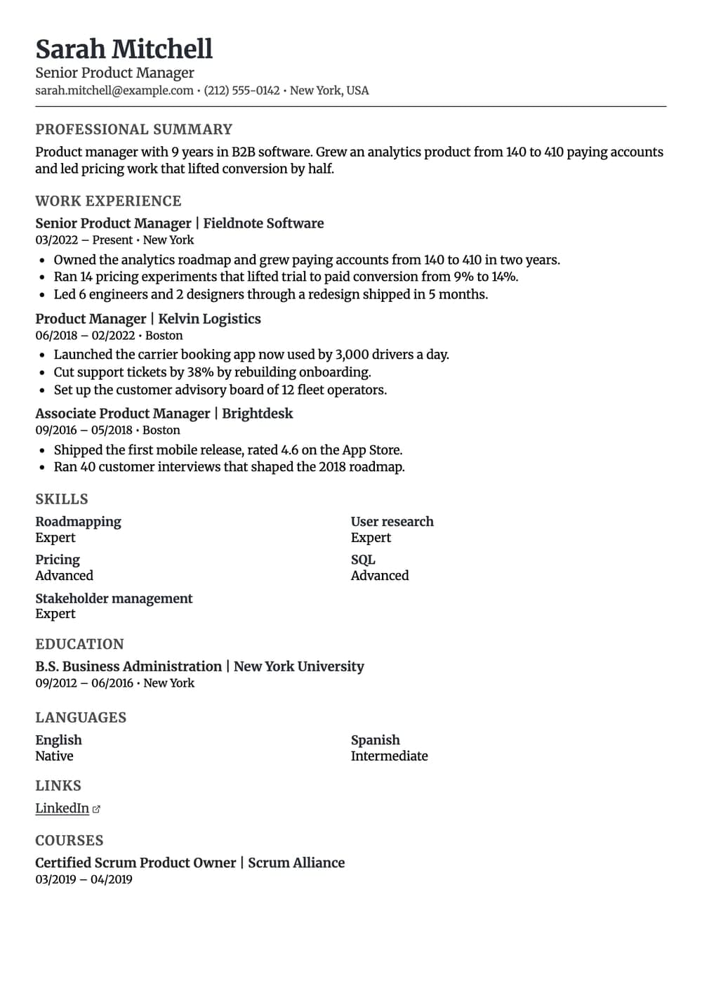 Berlin resume template