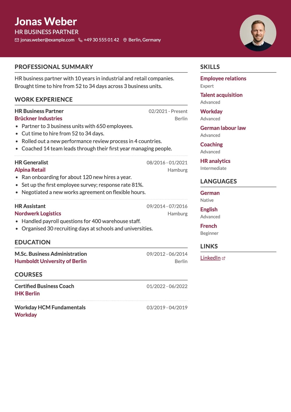 Milan resume template